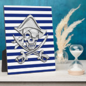 Chrome like Pirate on Navy Stripes Fotoplatte (Seite)