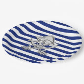 Chrome like Pirate on Navy Stripes Pappteller (Schrägansicht)