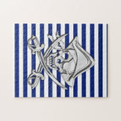 Chrome like Pirate on Navy Stripes Puzzle (Horizontal)