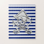 Chrome like Pirate on Navy Stripes Puzzle (Vertikal)