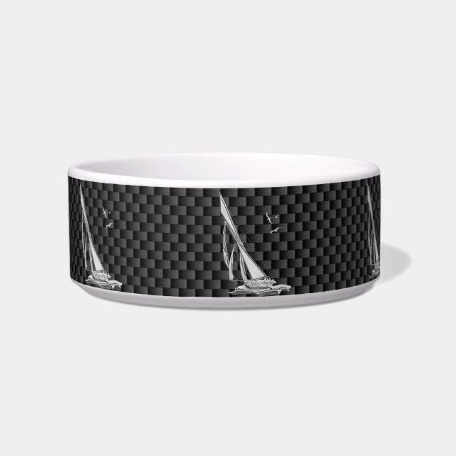 Chrome Like Relief boat on Carbon Fiber Napf (Links)