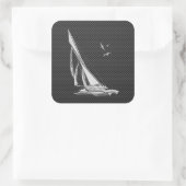Chrome Like Relief boat on Carbon Fiber Quadratischer Aufkleber (Tasche)
