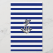 Chrome Like Rope Anchor auf Nautical Stripes Briefpapier (Vorderseite)