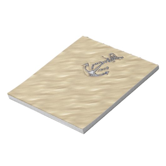 Chrome Like Rope Anchor in the Sand Notizblock (Rotiert)