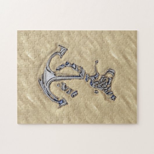 Chrome Like Rope Anchor in the Sand Puzzle (Horizontal)