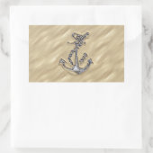 Chrome Like Rope Anchor in the Sand Rechteckiger Aufkleber (Tasche)