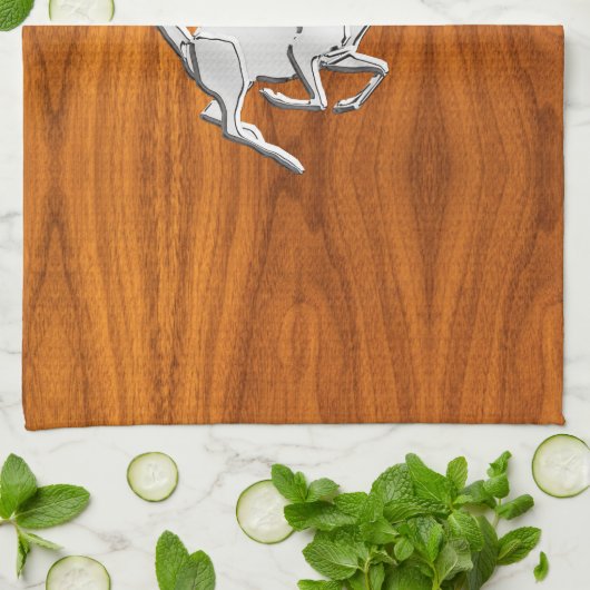 Chrome like Running Deer on Fine Teak Print Geschirrtuch (Gefaltet)