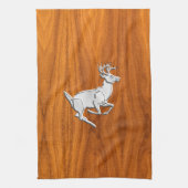 Chrome like Running Deer on Fine Teak Print Geschirrtuch (Vertikal)