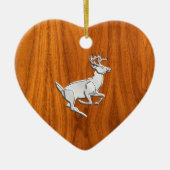 Chrome like Running Deer on Fine Teak Print Keramikornament (Vorne)
