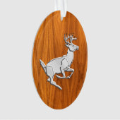Chrome like Running Deer on Fine Teak Print Ornament (Vorderseite)
