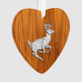 Chrome like Running Deer on Fine Teak Print Ornament (Vorderseite)