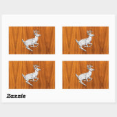 Chrome like Running Deer on Fine Teak Print Rechteckiger Aufkleber (Blatt)