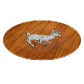 Chrome like Running Deer on Fine Teak Print Schneidebrett (Ecke)
