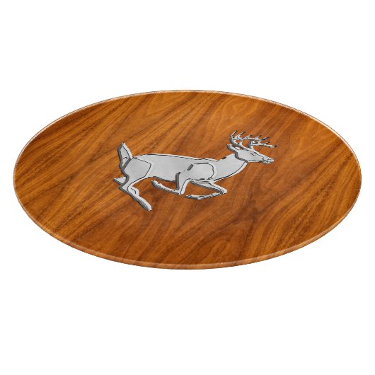 Chrome like Running Deer on Fine Teak Print Schneidebrett (Ecke)