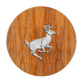 Chrome like Running Deer on Fine Teak Print Schneidebrett (Vorderseite)