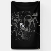 Chrome Like Sagittarius Sign auf Black Hevelius Banner (Vertikal)