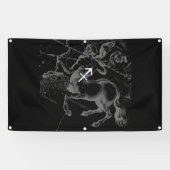 Chrome Like Sagittarius Sign auf Black Hevelius Banner (Horizontal)