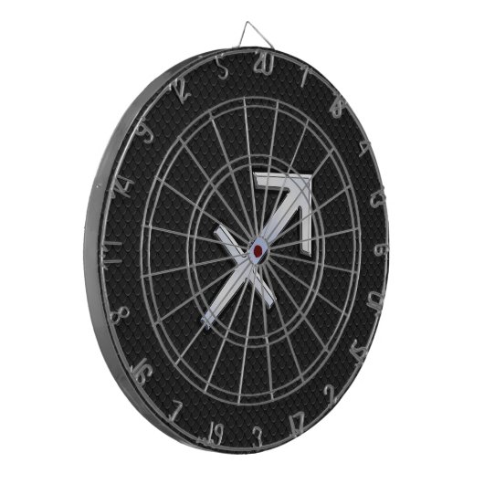 Chrome like Sagittarius Zodiac Sign auf schwarz Dartscheibe (Vorderseite Links)