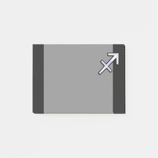 Chrome like Sagittarius Zodiac Sign auf schwarz Post-it Klebezettel (Vorderseite)