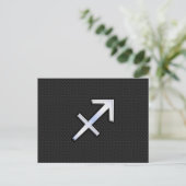 Chrome like Sagittarius Zodiac Sign auf schwarz Postkarte (Stehend Vorderseite)