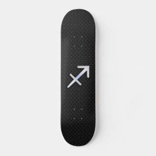 Chrome like Sagittarius Zodiac Sign auf schwarz Skateboard