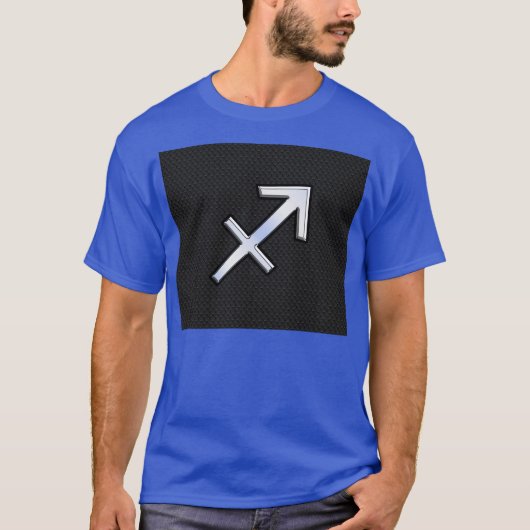 Chrome like Sagittarius Zodiac Sign auf schwarz T-Shirt (Vorderseite)