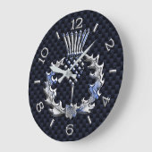 Chrome Like Scottish Thistle Blue Dial Große Wanduhr (Winkel)