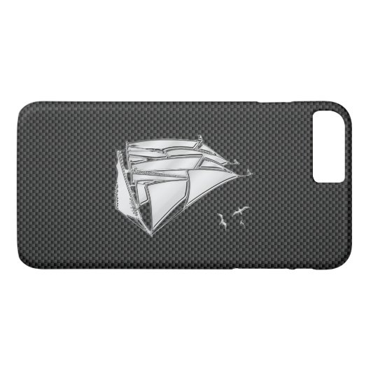 Chrome like Segelboot auf Kohlenstofffaser Case-Mate iPhone Hülle (Rückseite (Horizontal))