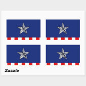 Chrome Like Star auf Festive Patriotic Colors Rechteckiger Aufkleber (Blatt)