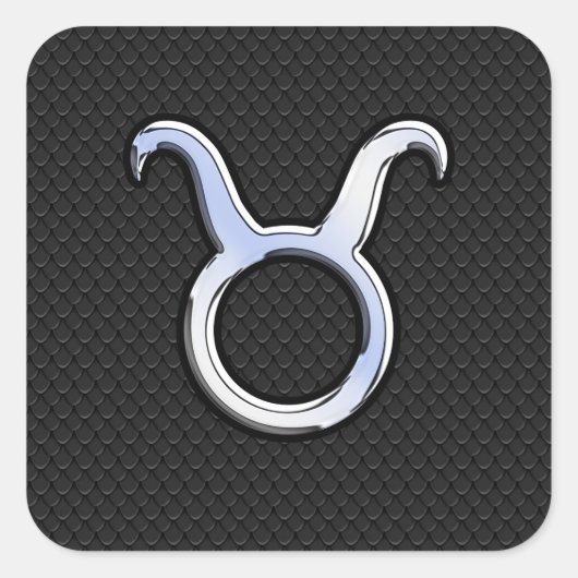 Chrome Like Taurus Sign auf Black Snake Skin Quadratischer Aufkleber (Vorderseite)