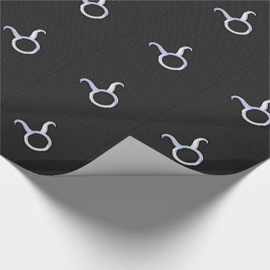Chrome Like Taurus Zodiac Sign auf Black Snake Ski Geschenkpapier (Ecke)
