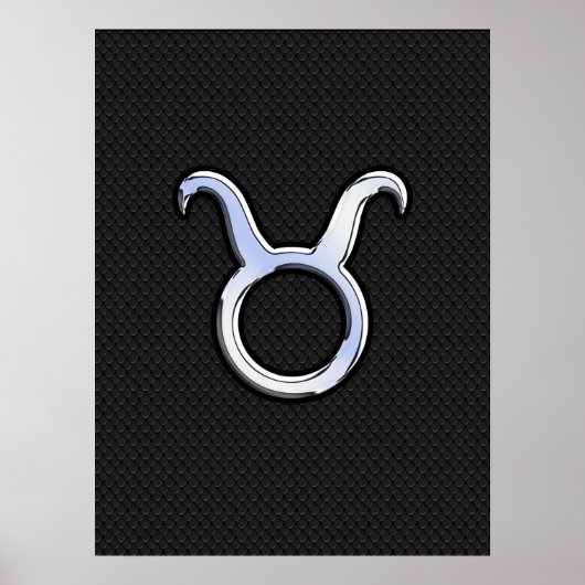 Chrome Like Taurus Zodiac Sign auf Black Snake Ski Poster (Vorne)