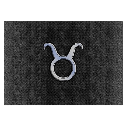 Chrome Like Taurus Zodiac Sign auf Black Snake Ski Schneidebrett (Vorderseite)