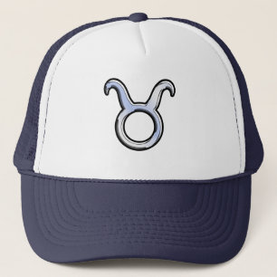Chrome Like Taurus Zodiac Sign auf Black Snake Ski Truckerkappe
