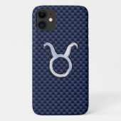 Chrome Like Taurus Zodiac Sign Blue Carbon Print Case-Mate iPhone Hülle (Rückseite)