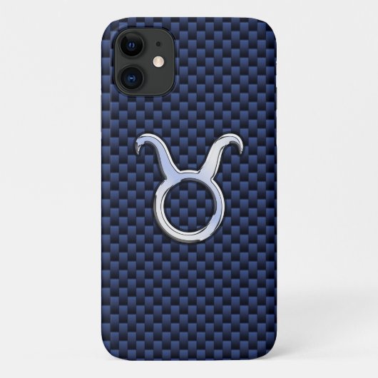 Chrome Like Taurus Zodiac Sign Blue Carbon Print Case-Mate iPhone Hülle (Rückseite)