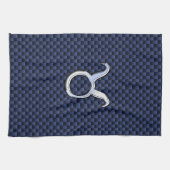 Chrome Like Taurus Zodiac Sign Blue Carbon Print Handtuch (Horizontal)