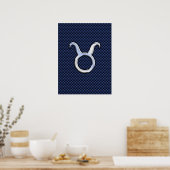 Chrome Like Taurus Zodiac Sign Blue Carbon Print Poster (Küche)