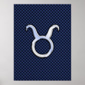 Chrome Like Taurus Zodiac Sign Blue Carbon Print Poster (Vorne)