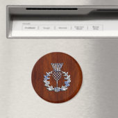 Chrome Like Thistle auf Mahogany Wood Style Magnet (In Situ (Geschirrspüler))