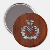Chrome Like Thistle auf Mahogany Wood Style Magnet (Vorderseite/Rückseite)