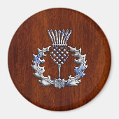 Chrome Like Thistle auf Mahogany Wood Style Magnet (Vorne)