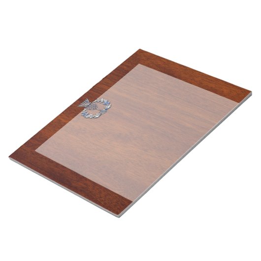 Chrome Like Thistle auf Mahogany Wood Style Notizblock (angewinkelt)