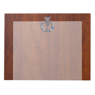 Chrome Like Thistle auf Mahogany Wood Style Notizblock