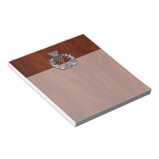 Chrome Like Thistle auf Mahogany Wood Style Notizblock (angewinkelt)