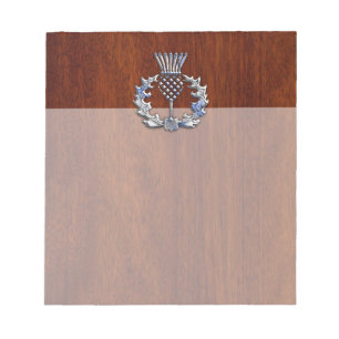 Chrome Like Thistle auf Mahogany Wood Style Notizblock