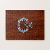 Chrome Like Thistle auf Mahogany Wood Style Puzzle (Horizontal)