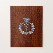 Chrome Like Thistle auf Mahogany Wood Style Puzzle (Vertikal)