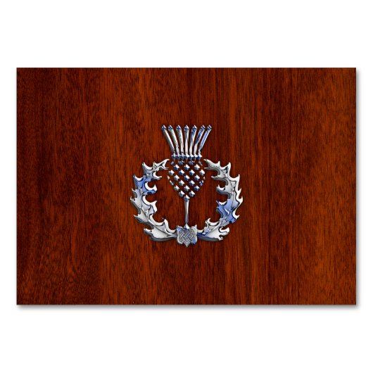 Chrome Like Thistle auf Mahogany Wood Style Tischnummer (Vorderseite)