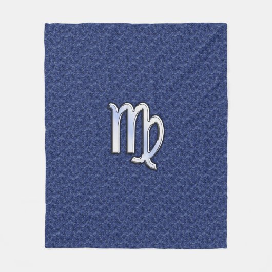 Chrome Like Virgo Zodiac Sign auf Blue Digital Cam Fleecedecke (Vorderseite)